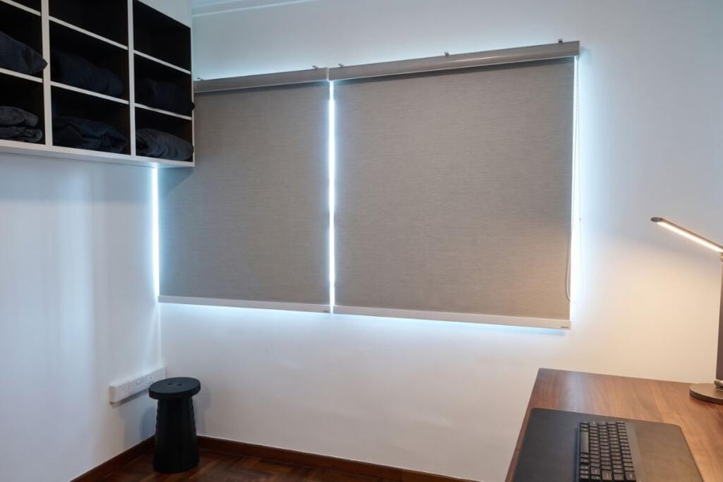 Blackout roller blinds for a Bukit Batok HDB study, Singapore by Cornerstone