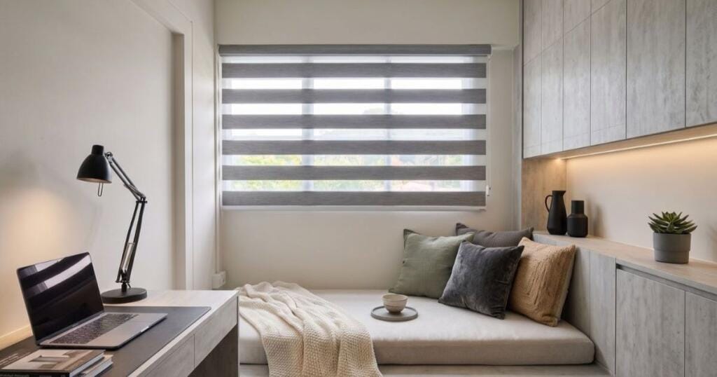 Blackout zebra blinds for a Tampines HDB room in Singapore by Cornerstone
