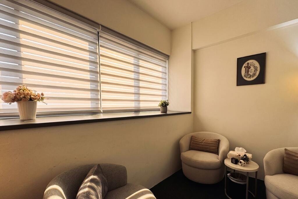 Dimout Korean blinds filtering daylight in Bukit Timah, Singapore by Cornerstone