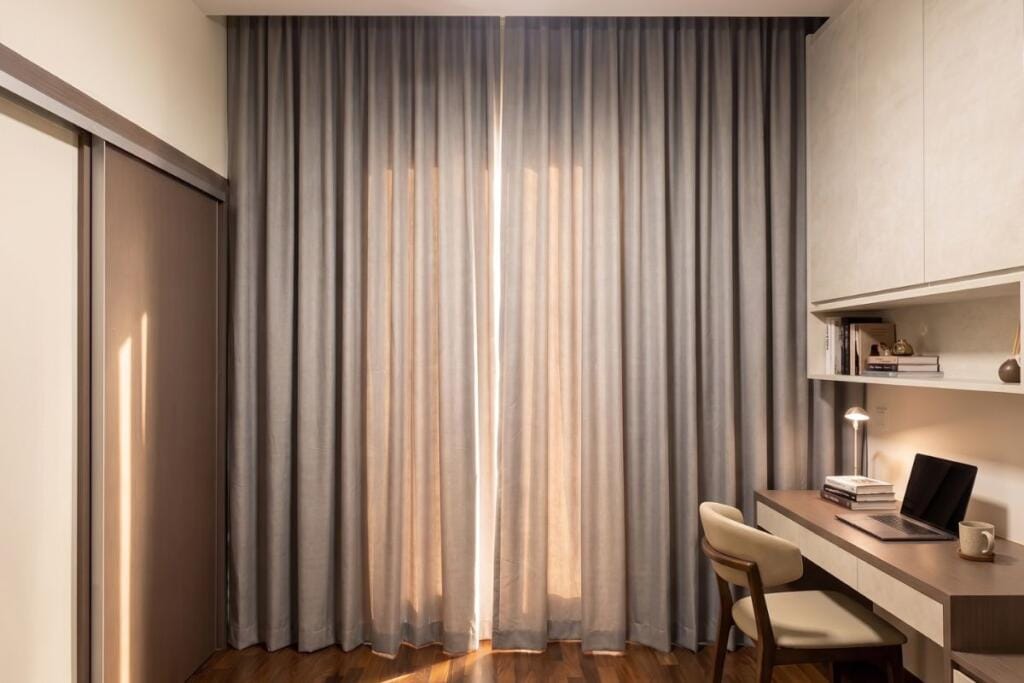 Double pleat night curtains in a Canberra home, Singapore by Cornerstone