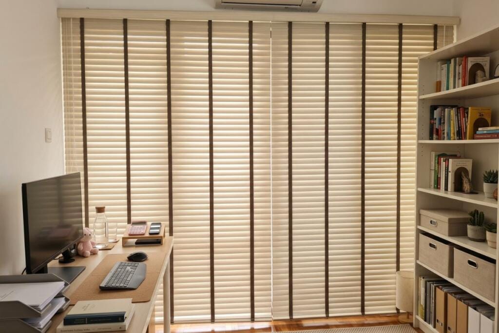 Faux wood Venetian blinds for a Bukit Timah landed home in Singapore by Cornerstone
