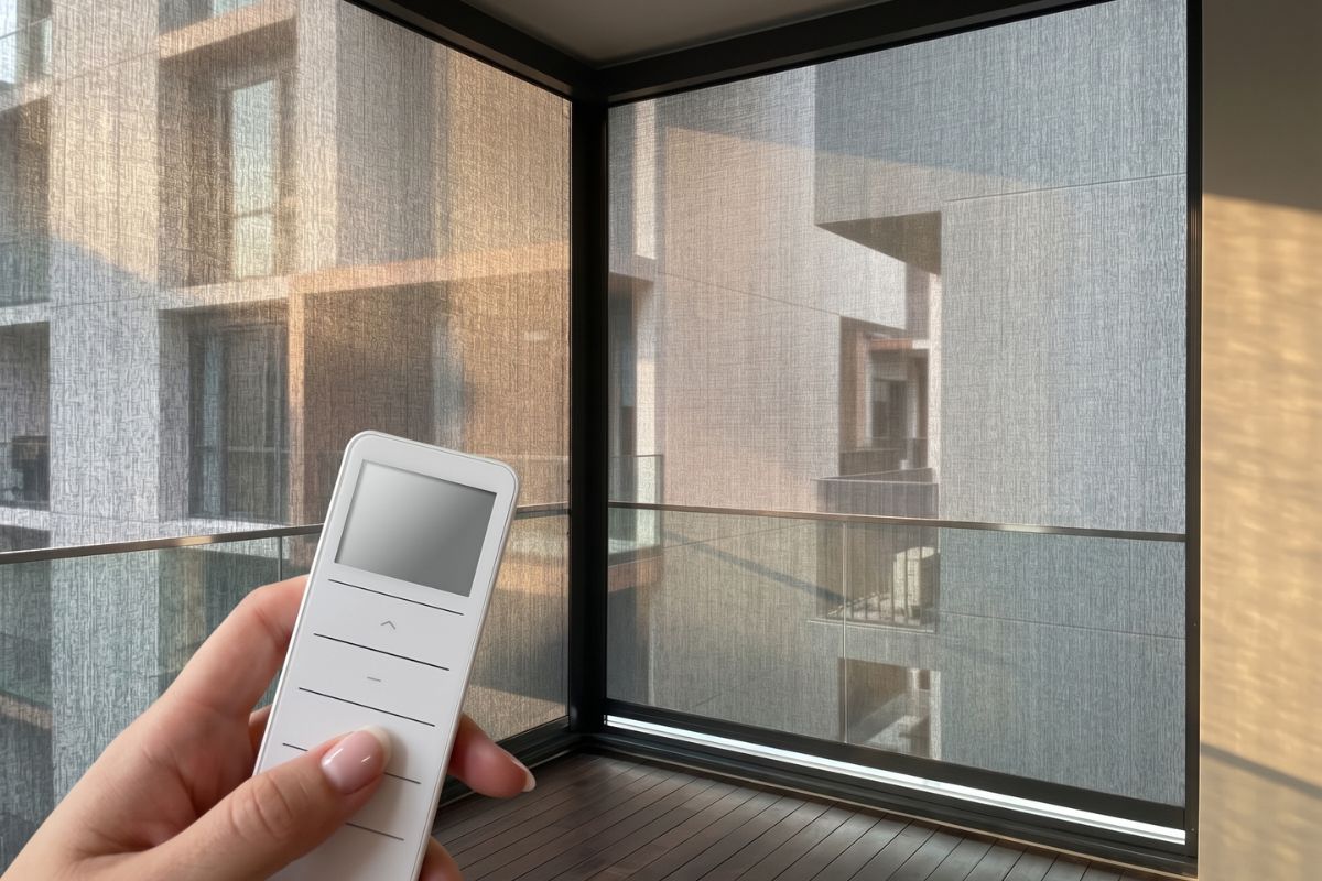 Motorised ZipScreen with remote control for a Singapore balcony by Cornerstone