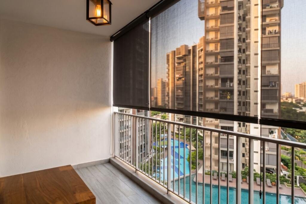 Outdoor balcony blinds providing shade at a Punggol condo in Singapore by Cornerstone