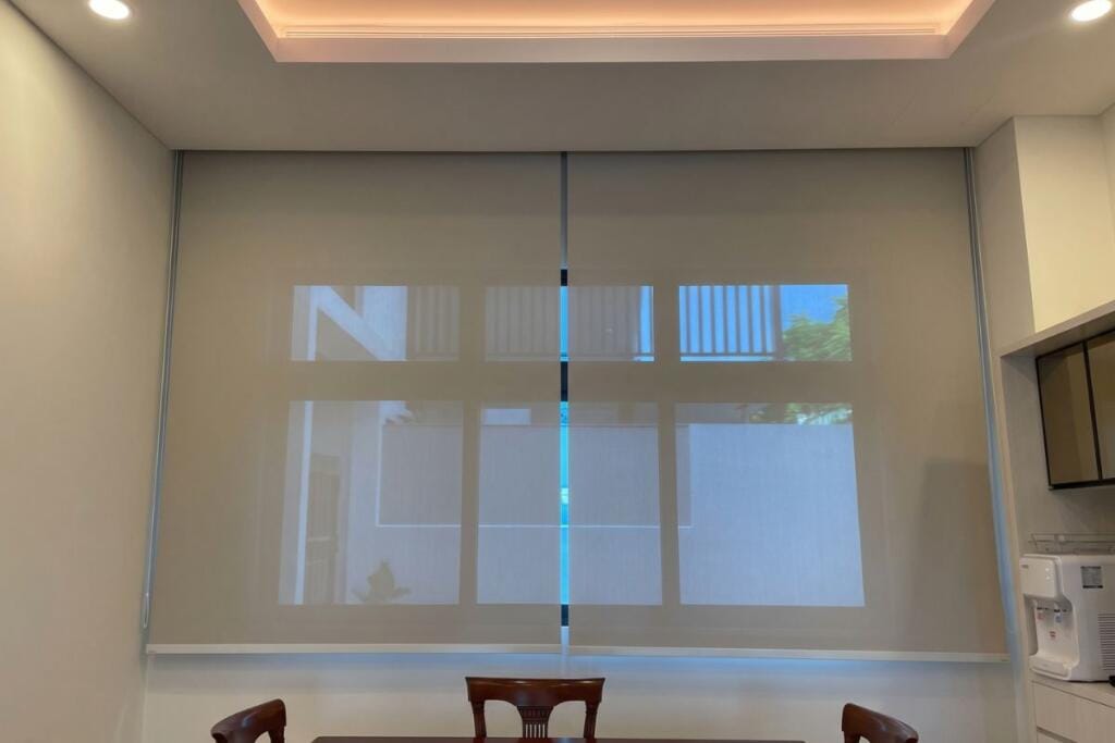 Sun-filtering roller blinds in a Holland Village landed home, Singapore by Cornerstone