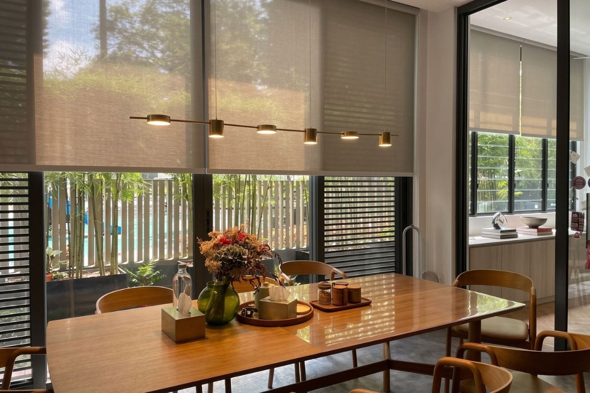 Sunscreen roller blinds for a Bukit Panjang landed home, Singapore by Cornerstone