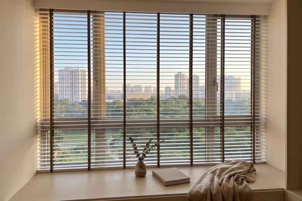 Wood Venetian blinds for a Bishan condo in Singapore by Cornerstone