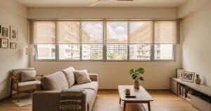 Custom window blinds Singapore HDB living room