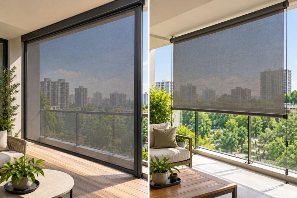 ZipScreen and outdoor blinds comparison on Singapore balconies